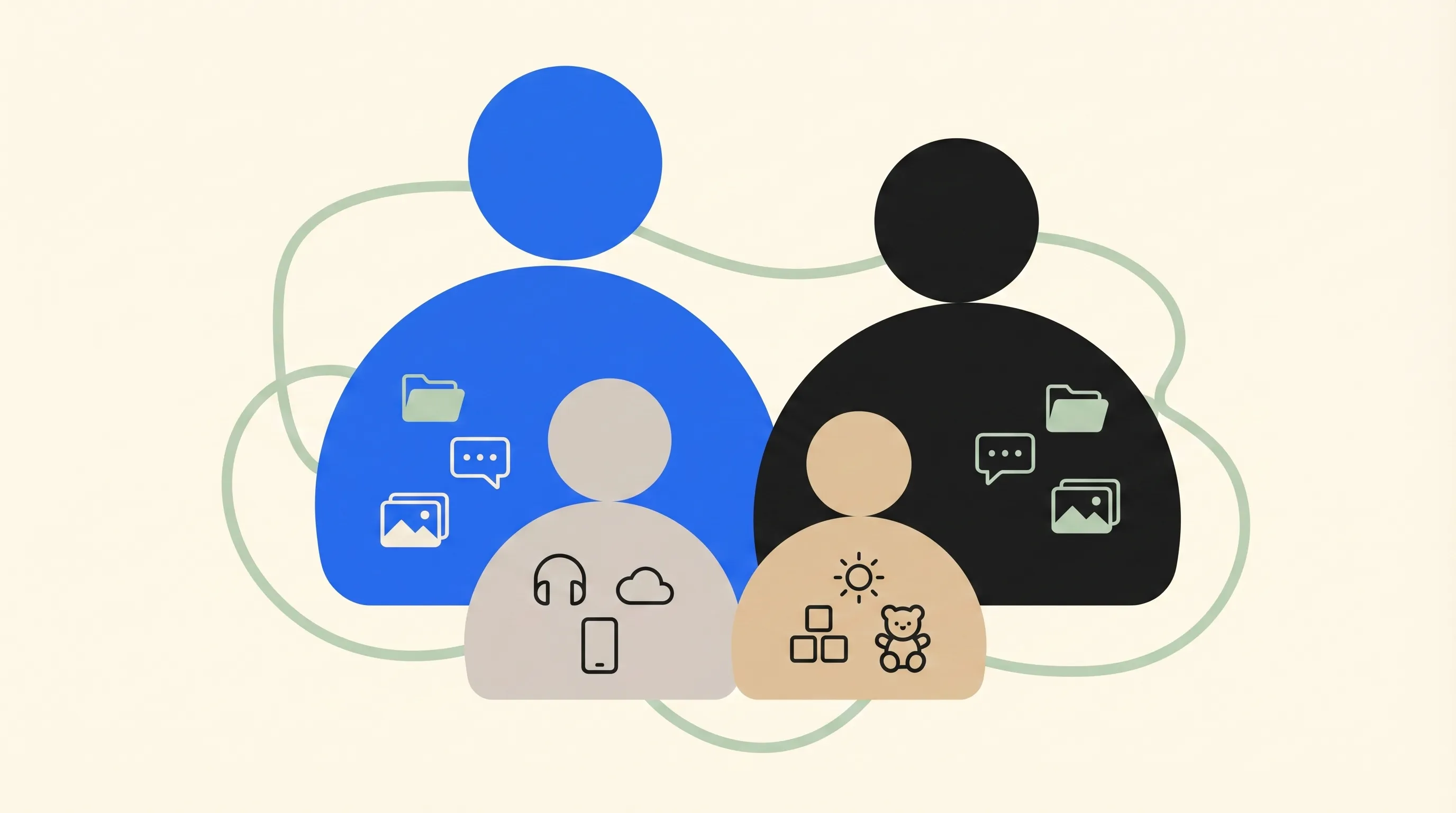 Family members each with their own personalized space